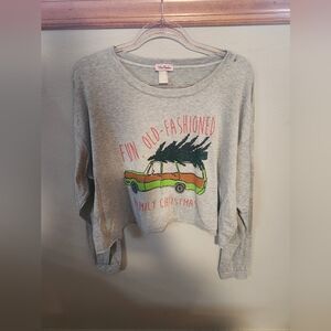 Gray Fun Old-Fashioned Christmas Crop Top